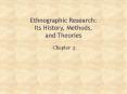 Ethnographic Research: Its History, Methods, and Theorie