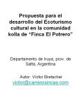 Propuesta para el desarrollo del Ecoturismo cultural en l