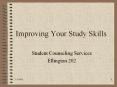 Improving Your Study Skills Student Counseling Service