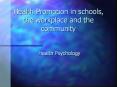 Health Promotion in schools, the workplace and the communit