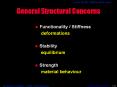 Functionality / Stiffness deformations Stability equilibriu