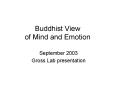Buddhist View of Mind and Emotion September 2003 Gross La