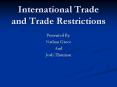 International Trade and Trade Restrictions Presented B