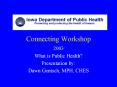 Connecting Workshop 2003 What is Public Health? Presentatio