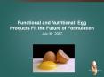 Functional and Nutritional: Egg Products Fit the Future o
