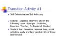Transition Activity #1 Self Determination/Self Advocac