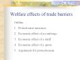Welfare effects of trade barriers Outline Protectionis