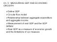 Ch. 5 : MEASURING GDP AND ECONOMIC GROWTH Define GD