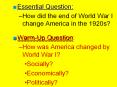 Essential Question: How did the end of World War I chang