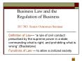 Business Law and the Regulation of Business BU 385: Senio