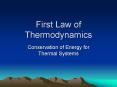 First Law of Thermodynamics Conservation of Energy fo
