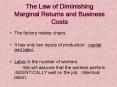 The Law of Diminishing Marginal Returns and Business Cost