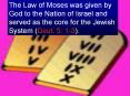 The Law of Moses was given by God to the Nation of Israe