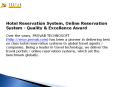 Hotel Reservation System, Online Reservation System - Quality & Excellence Award