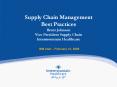 Supply Chain Management Best Practices Brent Johnson Vic