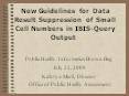 New Guidelines for Data Result Suppression of Small Cel