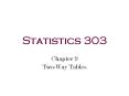Statistics 303 Chapter 9 Two-Way Tables Relationship