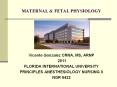 MATERNAL & FETAL PHYSIOLOGY Vicente Gonzalez CRNA, MS, ARN