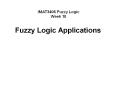 IMAT3406 Fuzzy Logic Week 10 Fuzzy Logic Applications Fuzz