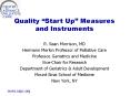 Quality  Start Up  Measures and Instruments R. Sea