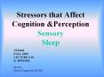 Stressors that Affect Cognition &Perception Sensory Slee