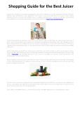 Shopping Guide for the Best Juicer