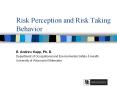 Risk Perception and Risk Taking Behavior E. Andrew Kapp, Ph