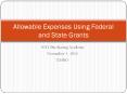 Allowable Expenses Using Federal and State Grants 201