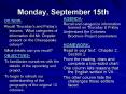 Monday, September 15th AGENDA-Recall and categoriz