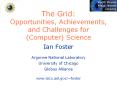 The Grid: Opportunities, Achievements, and Challenges fo