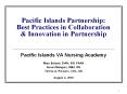 Pacific Islands Partnership: Best Practices in Collaboratio
