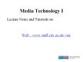 Media Technology I Lecture Notes and Tutorials on: Web