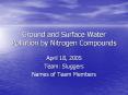 Ground and Surface Water Pollution by Nitrogen Compound