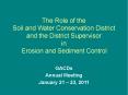 The Role of the Soil and Water Conservation District and th