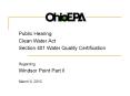 a Public Hearing Clean Water Act Section 401 Water Qualit