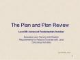 The Plan and Plan Review Level IB: Advanced Fundamental