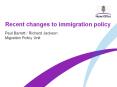 Recent changes to immigration policy Paul Barrett / Richar