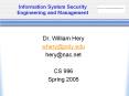 Information System Security Engineering and Management Dr