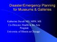 Disaster/Emergency Planning for Museums & Gallerie