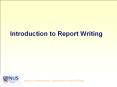 Introduction to Report Writing Definition of Busines