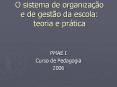 O sistema de organiza  o e de gest o da escola: teoria e p