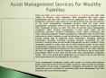 Asset Management Services for Wealthy Families