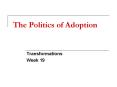 The Politics of Adoption Transformations Week 19 Structur