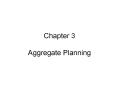 Aggregate Planning Production Planning Environment Plannin