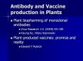 Antibody and Vaccine production in Plants Plant biopharmin