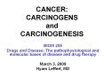 CANCER: CARCINOGENS and CARCINOGENESIS BIOM 255 Drugs an