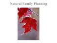 Natural Family Planning Natural Family Planning Role o