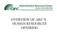 OVERVIEW OF ARC S HUMAN RESOURCES OFFERING ARC s HR servic