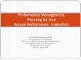 Performance Management: Planning for Your Annual Performanc