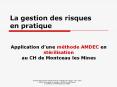 La gestion des risques en pratique Application d une m thod